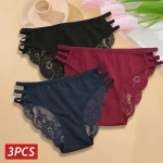 3 Set Womens Sexy Floral Lace Panties Low Rise Hollow Out Briefs Transparent Underwear (New)