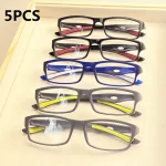 3 5 Sport Style Non Prescription Reading Glasses Anti Blue Light Rectangular Full Rim Eyewear, (New)