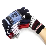 Fashion Snowflake Winter Knitted Gloves Unisex Adult Warm Touch Screen Glove for Men (New)