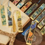 Vintage Oil Painting Metal Bookmarks   Hollow Hot Stamping Long Tassel Bookmarks (New)