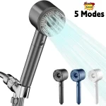 5 Mode Adjustable Shower Head Rainfall Shower Large Flow Showerhead High Pressure Water (New)