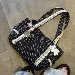 Korean Polka Dot Shoulder Bag For Women Retro Fashion Large Capacity Tote Bag (New)