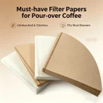 40 100 V Shape Coffee Filter Paper Unbleached Disposable Food Grade V60 Coffee Filters (New)