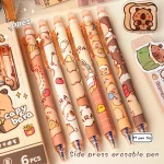 Cute Capybara Gel Pens   6 Kawaii Pen Set Quick Drying Blue Erasable for (New)