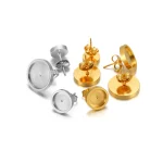20 18k Gold Stud Earring Base Stainless Steel Flat Setting Blank Earring Cabochon (New)