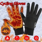 Black Winter Fleece Gloves Full Fingers Waterproof Touch Screen Cycling Outdoor Sports Running (New)