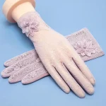 Rimiut Fashion Lace Flower Women Gloves Breathable Wedding or Driving Decor Gloves for (New)