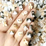 20 Cartoon Cute Cat Head Butt Nail Art Charms Luminous Painting Small Fish (New)