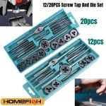 12 20 Hand Tap and Die Set M3 M12 Screw Thread Plugs Straight Taper Reamer (New)