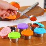 1 4 Stainless Steel Dipping Sauce Cups Condiment Dishes With Leakproof Silicone Lids Reusable (New)