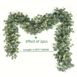 Lush 70.8" Faux Eucalyptus Garland With White Flowers   Perfect For Home & (New)