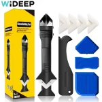 9 Caulk Nozzle Applicator Silicone Scraper Sealant Caulking Smooth Remover Tools Kit Floor (New)