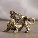 Antique Copper Chinese Mythical Beast Pixiu Miniature Figurines Ornaments Brass Lucky Animal Kirin (New)