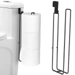 Black Iron Self Adhesive Toilet Paper Holder with Towel Bar No Drill Wall Mount Bathroom (New)