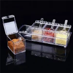 Kitchen Spice Pot 4 Transparent Seasoning Boxes, Storage Containers Seasoning Cans Acrylic Seasoning (New)
