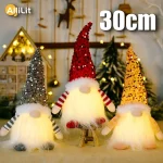 30cm Christmas Doll Elf Gnome with Led Light Christmas Decorations for Home Xmas (New)