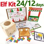24 Day Elf Kit with 24 Elf Props&12 Elf Activities Christmas Elf Countdown Calendar with (New)
