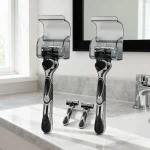 2 1 Plastic Razor Holders with Cover for Shower Wall, Self Adhesive Waterproof Razor (New)