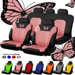 Car Seat Cover Full Set, Universal Butterfly Pattern Embroidery Auto Seat Cover Set (New)