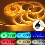 5V USB COB Lamp Strip 320LEDs M White Red Pink Ice Blue Yellow Cabinet Light Lamp TV Backlight (New)