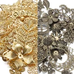 50g Pendants Filigree Flower Wraps Connector Metal Mixed Charm Bead End Cap For (New)