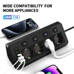 Eu Desktop Corner Power Strip Multi Plug Outlet With Independent Switch Control Extension (New)