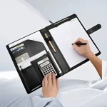 A4 Leather Executive Portfolio Folder with Metal Clip – Space-Saving Desk Document Organizer (New)