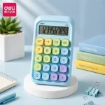 Deli TE39 Pastel Rainbow 10-Digit Desktop Calculator with Smart Everyday Use (New)