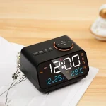FM Radio LED Digital Alarm Clock Sound-Control Electronic Temp Humidity Calendar (New)