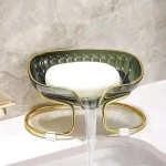 Gold Edged Bathroom Corner Tray with Drain Hole Organizer Shelf (New)