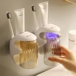 GonQin Wall-mounted Mouthwash Cup Toothbrush Rack Organizer (1pcs) (New)
