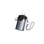 Hoco UA46D 2-in-1 OTG Adapter Lightning and Type-C to USB Converter (USB 2.0, Aluminum Alloy, Plug-and-Play) with Powerful Charging (New)
