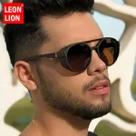 LeonLion Classic Punk Vintage Sunglasses for Men Punk Oculos De Sol Gafas UV400 (New)