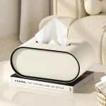 PU Leather Tissue Box With Storage Rack Home Decor Paper Holder (New)