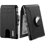 RFID Blocking Metal Wallet Automatic Pop Up Card Holder Slim Leather Credit Card Case Anti Theft Wallet for Men | Reliable Business Security (New)