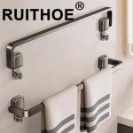 Suction Cup Folding Bathroom Towel Rack 40cm No Drill Wall Mount (New)