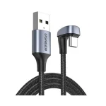 UGREEN 70315 Angled USB-C Male To USB2.0 A Male 3A Data Cable (180°Angle) – 2M (New)