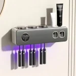 UV Toothbrush Holder Sterilizer Toothpaste Squeezer USB Charging Wall Mounted Rack (New)