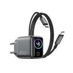 WiWU Voyager 45W PD QC GaN Charger Combo with Powerful Charging and Real-Time Display (CHG500) (New)
